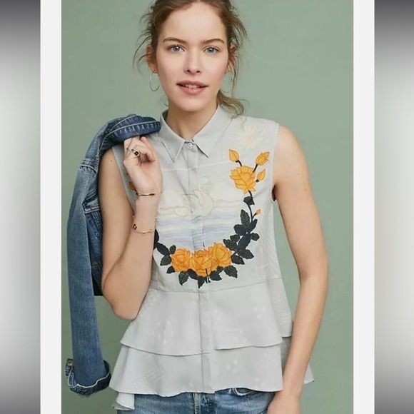 Kashti Embroidered Swan Top Blouse By Sahil Kochhar Size M - Picture 3 of 10